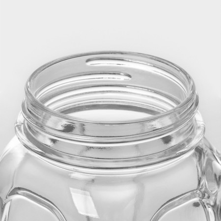 Glass mug with Homemade lid, 450 ml, green color-3