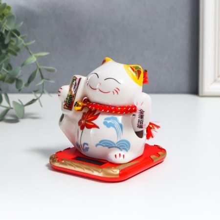 Pendulum ceramics "manei-nako with flower" from solar batteries 10x8.3x9.7 cm-2