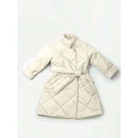 Пальто стёганое для девочек AmaroBaby TRENDY, рост 140-146 см, цвет молочный-15