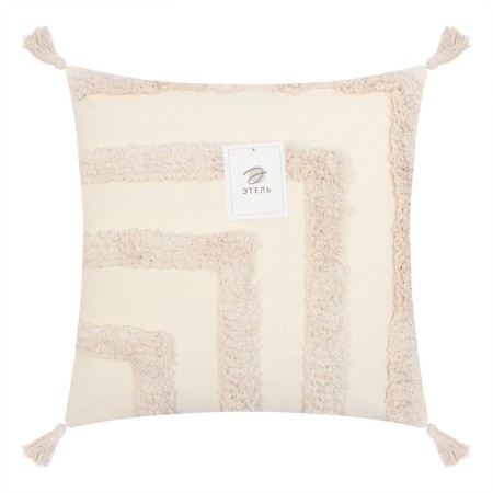 Decorative pillowcase "Ethel" BOHO, 45x45 cm, milk color, 100% cotton-4