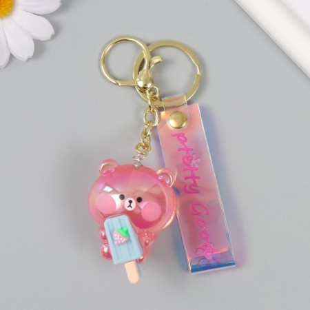 A keychain plastic, rubber with a carbine, strap "Bear with Eskimo" 3.8x3.8x5 cm-1