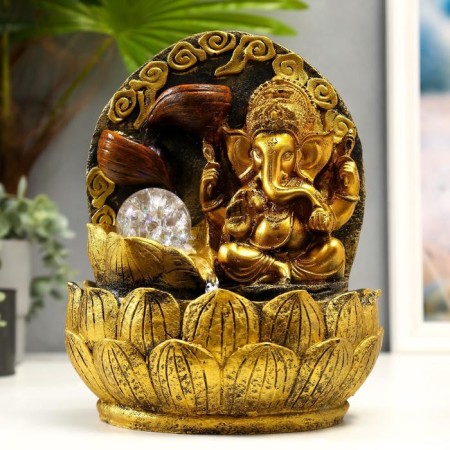 The desktop fountain from the network, the backlight "Golden Ganesh at the fountain with patterns" 26x20.5x15 cm