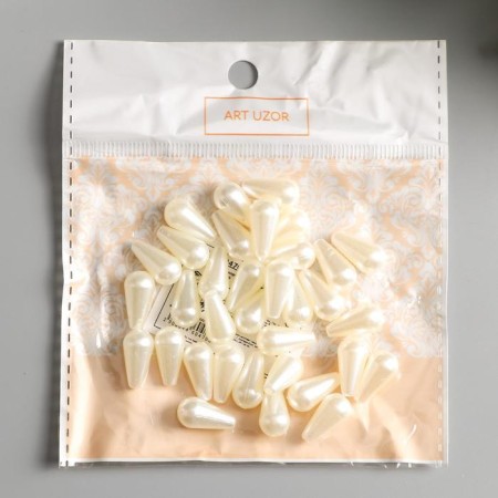 Beads for creativity plastic "elongated pearls" set of 20 g 1.8x0.9 cm-3