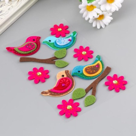 Stickers made of felt "bird" (set of 11 pcs) assorted-1