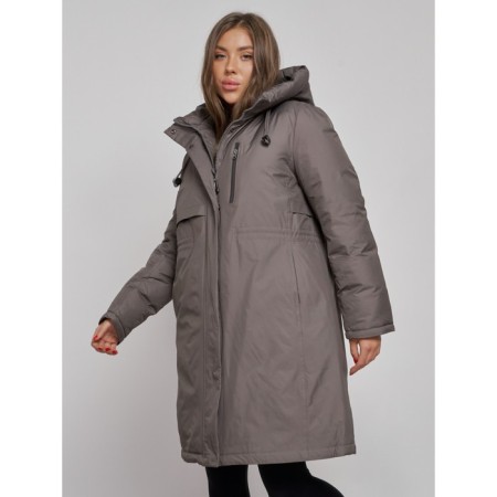 Coat insulated winter female, size 48, dark gray color-7