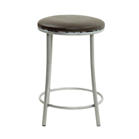 Stool "ultra" with a ring, silver metallic/chocolate-1