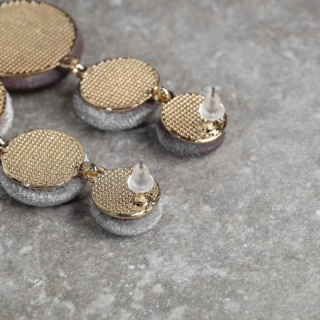 Earrings Assorted "Libero" three discs, gray color in gold-1