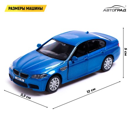 Metal machine BMW M5, 1:32, doors, inertia, blue color open-1