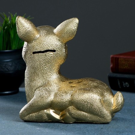 New Year's piggy bank "deer" gold 17x10x18cm-8