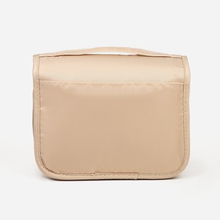 Velcro cosmetic bag, with hook, beige color-1