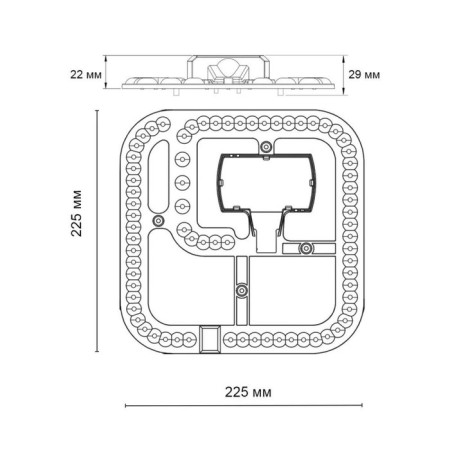 LED module with a driver and a linked scatter on magnets, 48W, LED, 22x225x225 mm-1