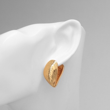 Earrings Metal "Chord" shell, waves, color gold-4