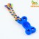 Chewing toy with a rope "Bone on a leash", 9.5 cm, blue