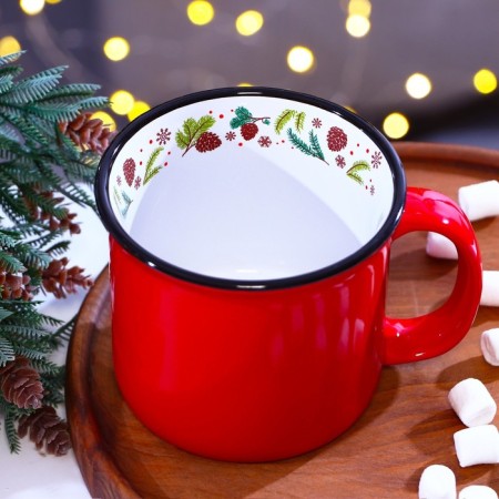 New Year's ceramic "cones" mug, 450 ml, white color-8