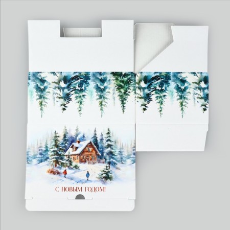 Box a gift New Year's folding "New Year's watercolor", 22 x 15 x 10 cm, New Year-4