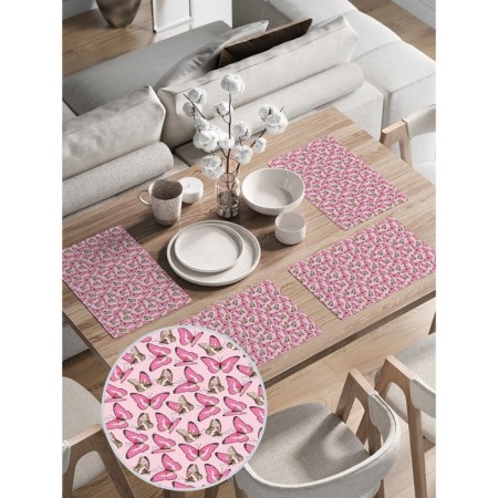 A set of napkins for setting the table “Many butterflies”, rectangular, rounded edges, size 30x46 cm, 4 pcs-1