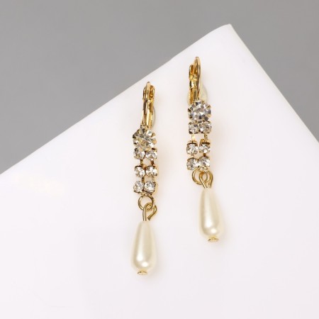 Earrings with pearls "spikelet" drop, color mix-2