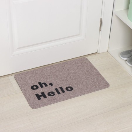 Mat with a moisture -fingering shallow without a trim of a shares OH, HELLO, 40 × 60 cm, beige color-1