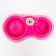 Double bowl with a bottle mount, 150/300 ml, 29.5x15 cm, pink
