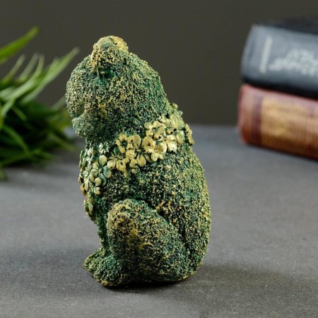 Figure "Frog from flowers" green with gilding, 12x9x8cm,-1