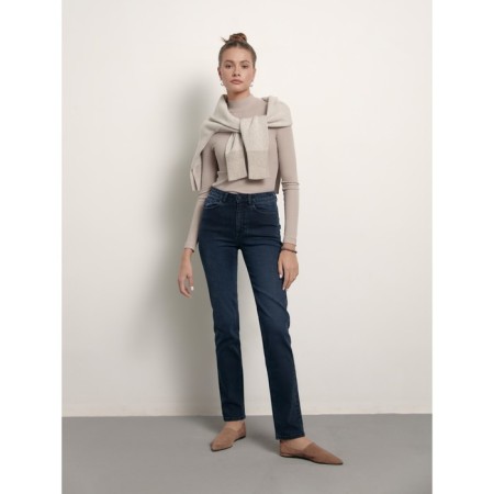 Women's jeans with a high landing CONTE Elegant Straight Leg, size L, color Blue Black