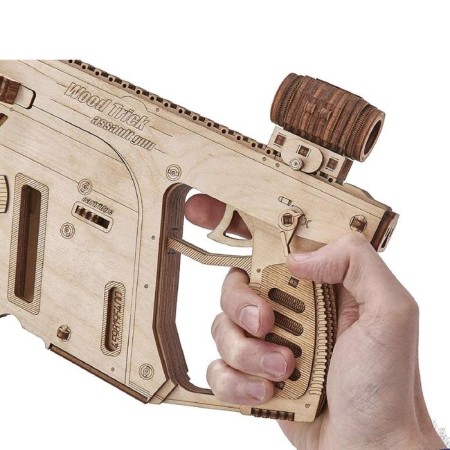 Mechanical 3D puzzle made of wood "assault rifle"-6