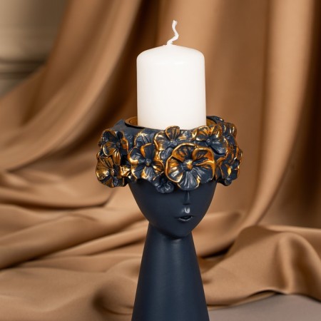 Polystone candlestick "Girl with a wreath" 9.5 x 9.5 x 14 cm mix-10