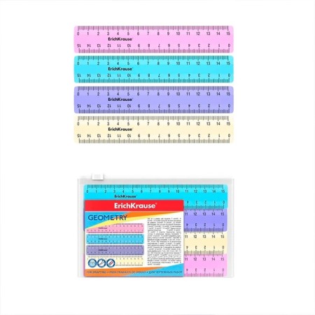 Set of lines 4 pieces, 15 cm, Erichkrause "Pastel", mix, zip package as a gift!-4