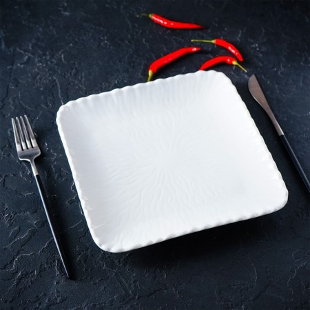 Porcelain plate square Magistro "Blanche. Flower ", 22.5 × 22.5 cm, white color-7
