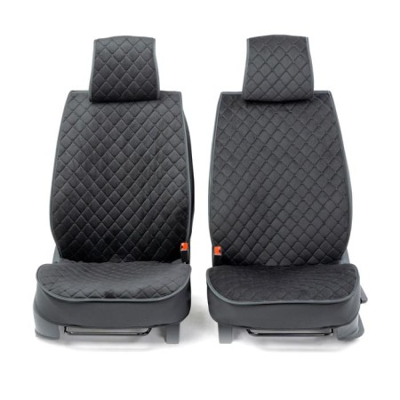 Frame caps for the front seats Car Performance, 2 pcs, alcantara, rhombus, cheese-1