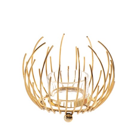 Summary metal, glass per 1 candle "Golden Flower from Prutey" d = 4.5 cm 12x12x9 cm-3