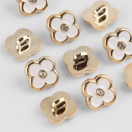 A set of buttons on the leg, d = 13 mm, 10 pcs, white/gold color-1