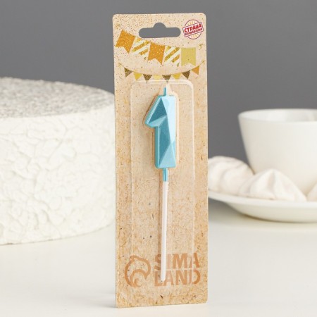 Candle in the cake on the skewer "Almaz", the number "1", blue, 4.8x2.6 cm-4