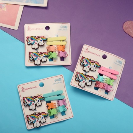 Hair set "Tiny" (4 clamps, 4 crab) is a color unicorn, mix-1
