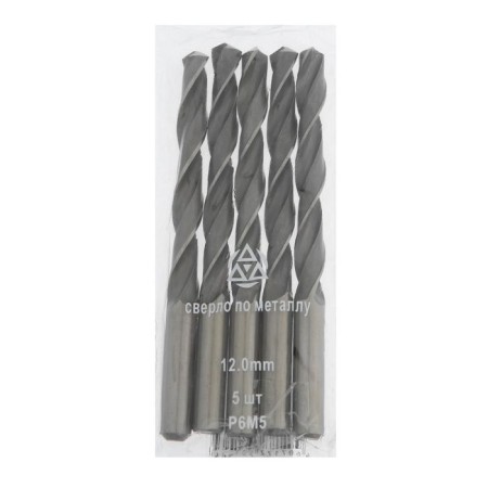 Metal drill "Volga Tool", c/x, d = 12 mm, l = 151 mm, p6m5, 5 pcs., GOST 10902-77-1