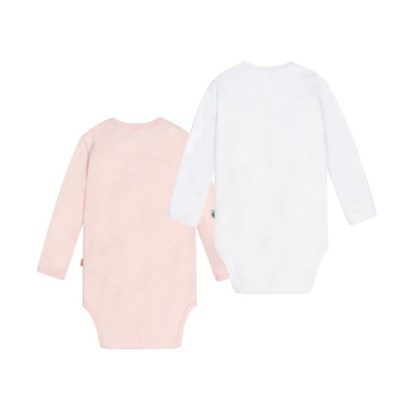 Body baby with a long sleeve "Pea", height 68 cm, white, peach, 2 pcs-1