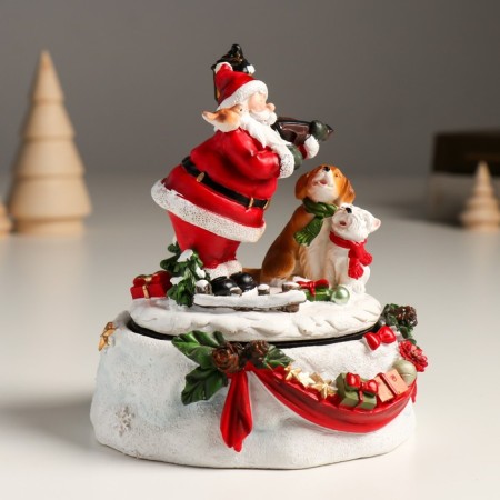 Souvenir polystone music is mechanical, "Santa Claus plays on the violin" 11x11x14 cm-1