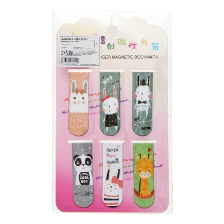 A set of magnetic bookmark for books Calligrata 6 pieces, "animals", mix-12