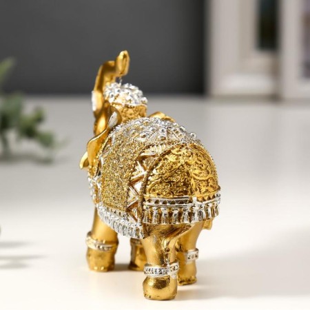 Souvenir Polystone "Golden Elephant in the Mirror Popon" 8.5x9.2x3.7 cm mix-4