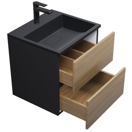 Tumbling under the Uperwood Barsa sink, 50 cm, suspended, black/oak sonoma-5