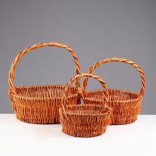 A set of baskets. 3pcs, 27 x 12 x 28 cm, 34 x 14 x 34 cm, 41 x 16 x 40 cm