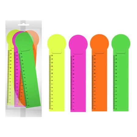 A set of 4 bookmarks of plastic Erichkrausematt Neon, scale 15cm, mix