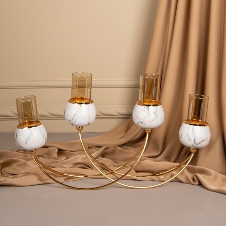 Climber metal, glass "plexus" for 4 candles 47 x 10 x 28 cm-5