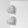 Earrings with rhinestones "Heart" flash, white color in silver
