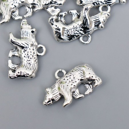 Decor Metal for creativity "Brown Bear" silver 3978 1.4x2.3 cm