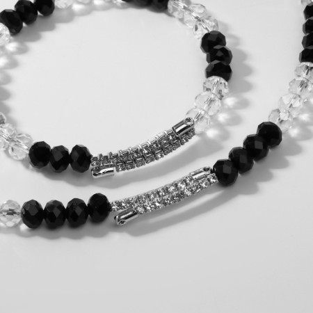 Set 2 objects “necklaces, bracelet” Noel duet, white-black color in silver-1
