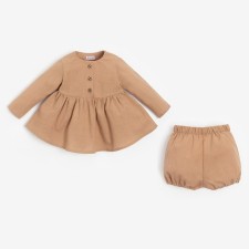 A set for a girl (tunic, shorts) minku beige color, height 68-74 cm