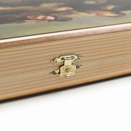 Backgammon "Hunters on a halt", wooden board 50 x 50 cm, with a field for playing checkers-5