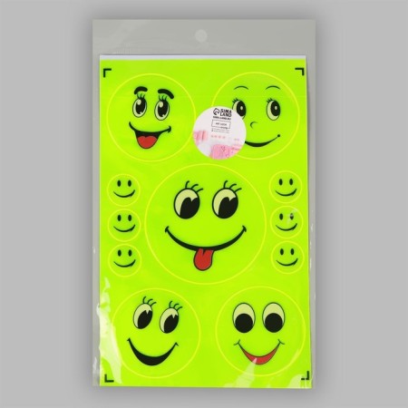 Reflective stickers "Smiley", d = 7.5/5.5/2 cm, 11 pcs on the sheet, yellow color-4