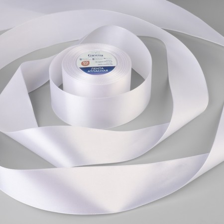 Satin tape, 50 mm × 33 ± 2 m, white color No. 001
